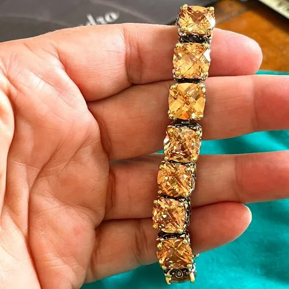 Silver and Citrine Gorgeous Heavy Tennis Bracelet - Picture 1 of 5